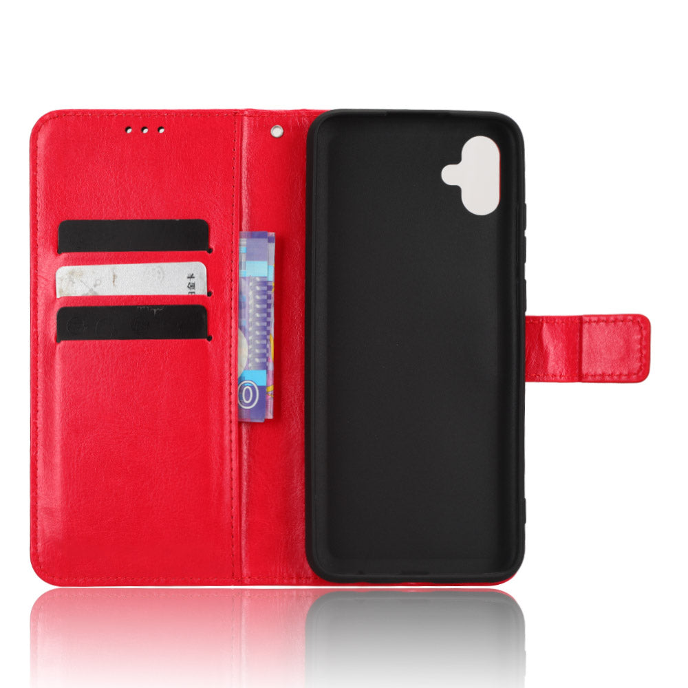Drop-proof Phone Case For Samsung Galaxy A04e 4G F04 4G M04 4G Crazy Horse Texture Magnetic Flip Wallet Stand PU Leather Cell Phone Cover with Strap Drop-proof Phone Case For Samsung Galaxy A04e 4G F04 4G M04 4G Crazy Horse Texture Magnetic Flip Wallet Stand PU Leather Cell Phone Cover with Strap
